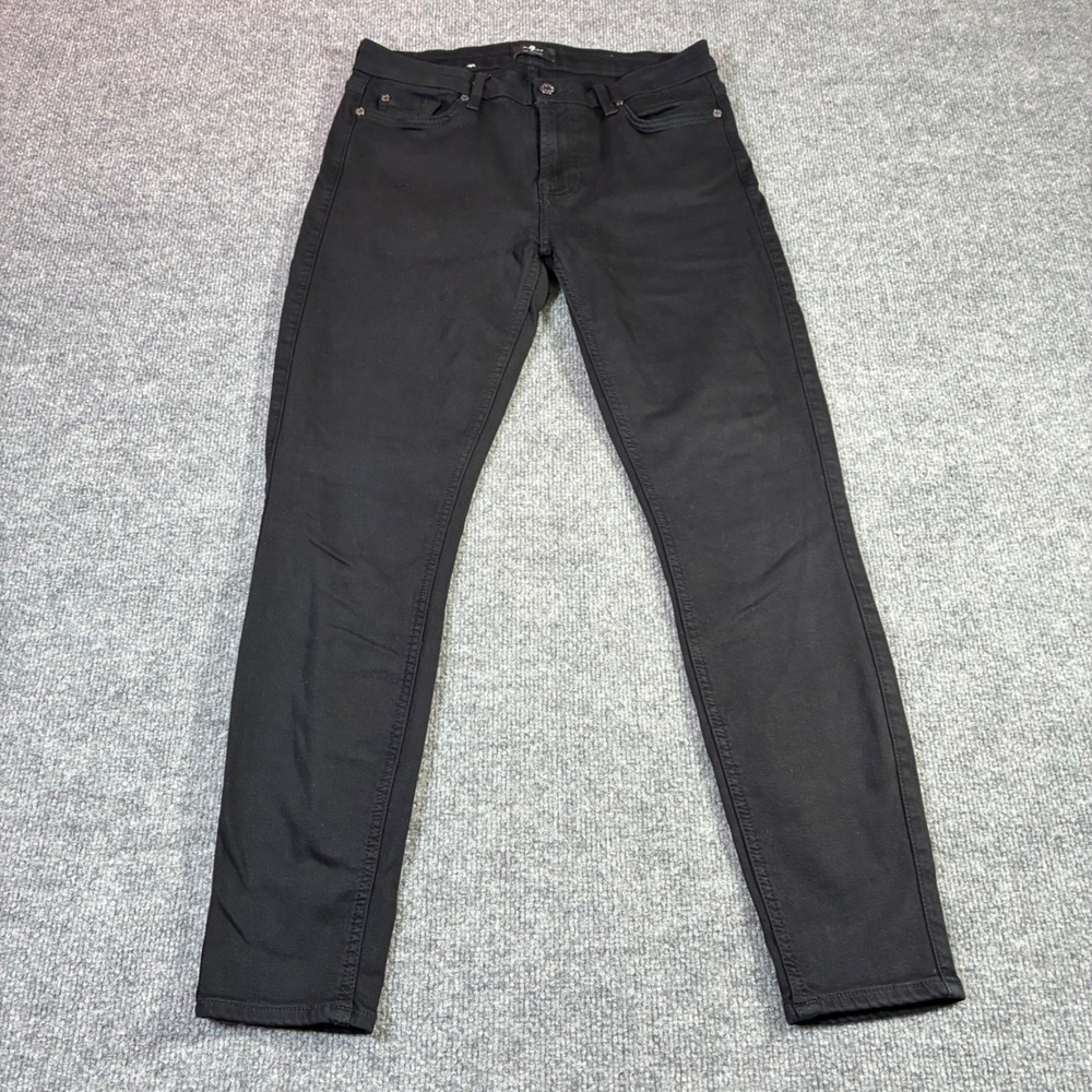7 For All Mankind Ankle Skinny Jeans Womens 28 Black Mid Rise Stretch